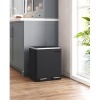Afbeelding van SONGMICS Keukenafvalemmer 30L, metalen pedaalemmer met binnenbakken en softclose, zwart