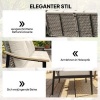 Afbeelding van Outsunny Driezits Rotanbank - PE Rotan, Staal - 176L x 75B x 78H cm - Khaki