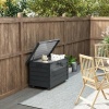 Afbeelding van Outsunny Metalen Tuinbox 295L Waterdicht en Afsluitbaar met Handvatten en Wielen Donkergrijs