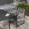 Afbeelding van Outsunny tuinset - 4 stoelen - staal - glas - zwart - lichtgrijs