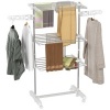 Afbeelding van HOMCOM mobiele wasdroger met inklapbaar kledingrek en wielen, 3 niveaus, 80-142 x 55 x 152 cm