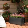 Afbeelding van Outsunny - Plantenbak van Dennenhout met Wielen - Zwart