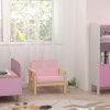 Afbeelding van AIYAPLAY Kinderbankje van Hout en Corduroy, 46,5L x 44B x 45H cm, Roze