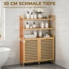 Afbeelding van HOMCOM Bamboe Badkamerrek met non-woven stof - 80L x 30B x 118H cm - Eiken