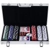 Afbeelding van HOMCOM pokerkoffer met 300 chips, 2 kaartspellen, 5 dobbelstenen en aluminium koffer