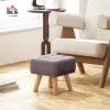 Afbeelding van HOMCOM Vierkante Zitthocker met Zacht Kussen en Houten Poten, Grijs Ottoman voor Slaapkamer en Woonk