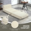 Afbeelding van HOMCOM 1-zits fauteuil met verwarming en opvouwbare matras, crèmekleurig corduroy