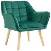 Afbeelding van HOMCOM enkele vleugelfauteuil met fluwelen poten - Scandinavisch groen 68,5 x 61 x 72,5 cm