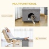 Afbeelding van PawHut 2-in-1 kattenhuis en poef met kussen, zacht en elegant ontwerp, grijs 60 x 45 x 44,5 cm