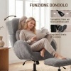 Afbeelding van HOMCOM Relaxfauteuil met Hocker Draaiende Loungestoel met Velours Grijs
