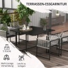 Afbeelding van Outsunny tuinset - 4 stoelen - staal - glas - zwart - lichtgrijs