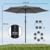 Afbeelding van Outsunny Tuinparasol - Metaal, Polyester - Ø270 x 219H cm - Donkergrijs