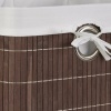 Afbeelding van Bamboe opbergmand - stof - badkamer - 20x31x31 cm - voor speelgoed - opvouwbaar - bruin