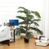 Afbeelding van Outsunny Decoratieve Kunststofpalm met 20 Bladeren, Kunstplant met Pot voor Binnen en Buiten 140cm h