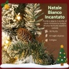 Afbeelding van HOMCOM Kerstkrans met sneeuw, 60 cm, 35 witte LED-lampen, dennenappels, met timer, groen