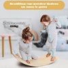 Afbeelding van COSTWAY Balanceerplank 90 x 30/40 cm, hout, tot 220 kg, met/zonder vilt voor kinderen en volwassenen