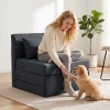 Afbeelding van HOMCOM Vloerstoel van polyester en schuim - 80L x 75B x 74H cm - Donkergrijs