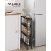 Afbeelding van VASAGLE 4-laags Trolley, Ruimtebesparende Keukenkar met Wielen, Stalen Frame, Ebony en Inkt Zwart
