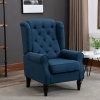 Afbeelding van HOMCOM Gecapitonneerde Wingback Stoel met Hoge Rug, Blauw, voor Woonkamer en Slaapkamer