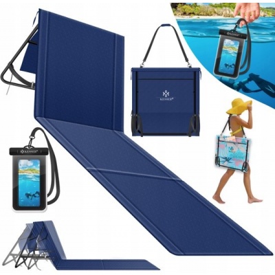 Foto van Kesser Opvouwbare strandmat met verstelbare rugleuning, opvouwbare strandligstoel + opbergtas
