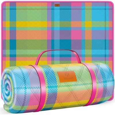 Foto van KESSER® Picknickdeken, campingdeken, 200 x 200 cm, stranddeken met waterdichte onderkant, drielaags,