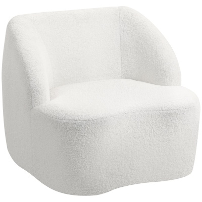 Foto van HOMCOM Fauteuil, loungestoel met gebogen design, crèmewit, geen montage nodig