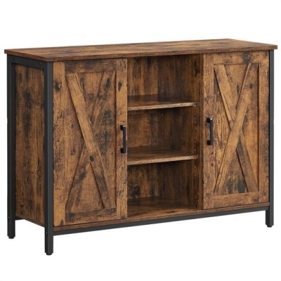 Foto van VASAGLE dressoir / keukenkast - 100 cm breed - open planken en deuren - vintage bruin-zwart