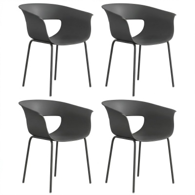 Foto van Outsunny 4-delige ergonomische tuinstoelen met armleuning 120 kg donkergrijs