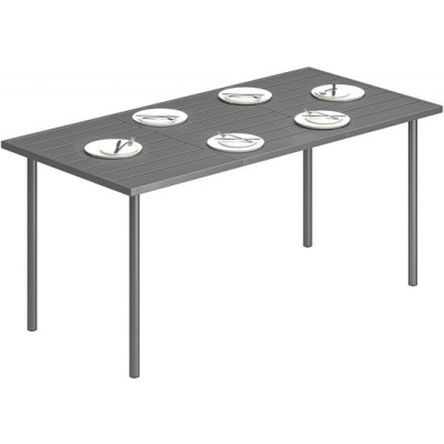 Foto van Outsunny Tuindinertafel van Metaal, 165x80x74 cm, Donkergrijs