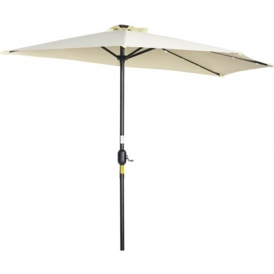 Foto van Outsunny halfronde parasol - 270 x 135 x 240 cm - met LED - beige