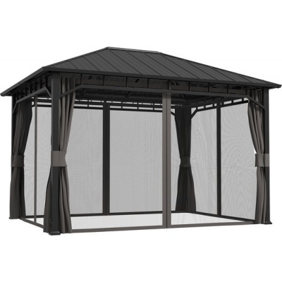 Foto van Outsunny Paviljoen van Metaal en Polyester 390x300x287 cm Donkergrijs