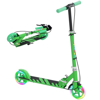 Foto van AIYAPLAY Opvouwbare Kinderroller met Verstelbare Lenker, 2 Verlichte Wielen, Handrem & Achterrem, Gr