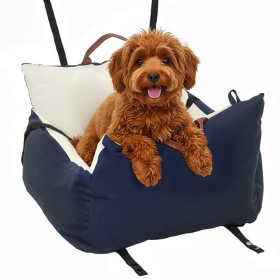 Foto van PawHut Huisdier Autostoel Katoen, 49L x 53B x 36H cm, Marineblauw