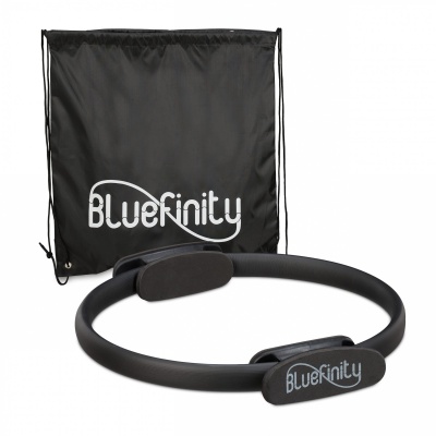 Foto van Bluefinity Pilatesring zwart, dubbele handgrepen, met oefeningen, Ø 37cm
