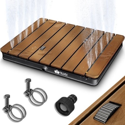 Foto van tillvex® Tuindouche met fonteinhoogte tot 4 m | Antislip en weerbestendig | Aluminium/WPC