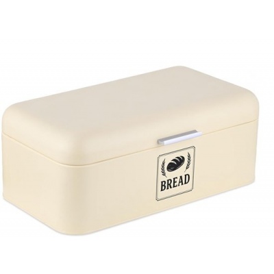 Foto van Beige metalen broodtrommel met handvat - 17x42x24 cm