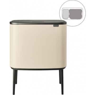 Foto van Brabantia Bo Touch Bin Prullenbak - 11 + 23 liter - Afvalscheiding - Zacht Beige