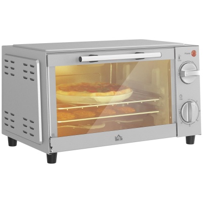 Foto van HOMCOM 9L Minibakoven 35 cm breed met Bakplaat, Grillrooster, 100-230 °C, 60 Min. Timer, 750W