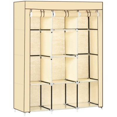 Foto van HOMCOM Opvouwbare Stoffenkast met 8 Niveaus voor Slaapkamer of Gang - Beige 125 x 43 x 162,5 cm