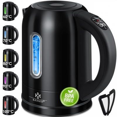 KESSER® Waterkoker, 2200 W, roestvrij staal, 1,7 liter, met led-verlichting, kleur afhankelijk van d