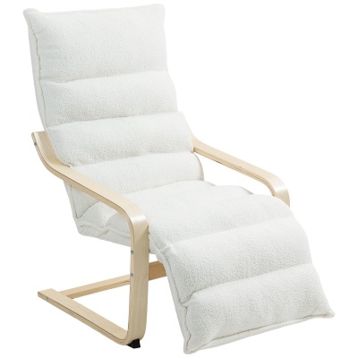 Foto van HOMCOM Relaxfauteuil met Sherpa-Fleece, verstelbaar voetensteun, wit