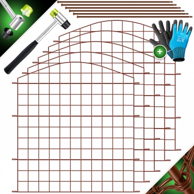 Foto van KESSER® Vijverhek tuinhek steekhek complete set metaal 5 hekelementen incl. hamer 6 bevestigingsstav