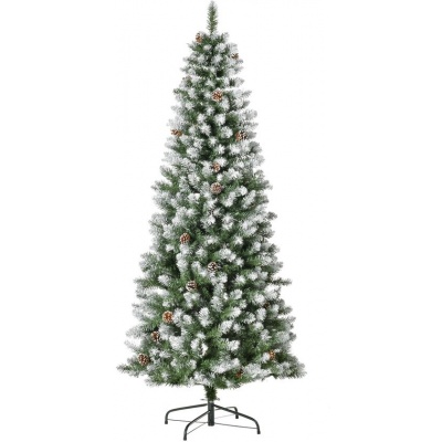 Foto van HOMCOM Kunststof Kerstboom Ø75 x 180 cm Groen/Wit