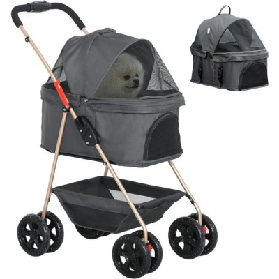 Foto van PawHut Hondentrolley - Polyester, Staal - 76L x 50B x 102H cm - Grijs