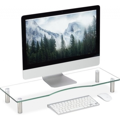 Foto van Glazen tv-verhoger - Monitorstandaard - Verstelbare laptopstandaard 9-11 cm - 70x24 cm transparant