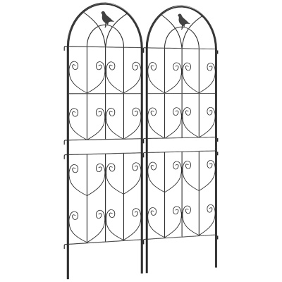 Foto van Outsunny 2-delige Metalen Trellis met Vogeldesign voor Klimplanten 50x150 cm Zwart