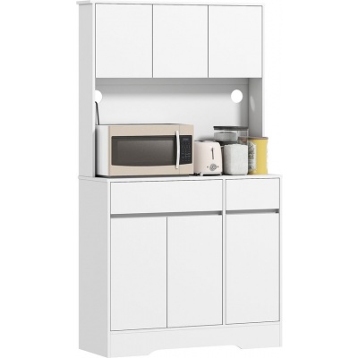 Foto van HOMCOM Keukenopbergkast - Spaanplaat, MDF - 100L x 38B x 180H cm - Wit