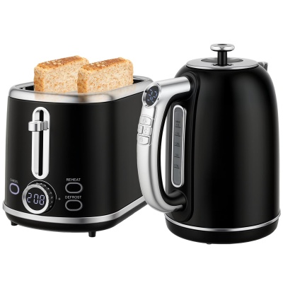 Foto van HOMCOM Waterkoker en Broodrooster Set 1,7L RVS met 6 Bruiningsniveaus en LED Display