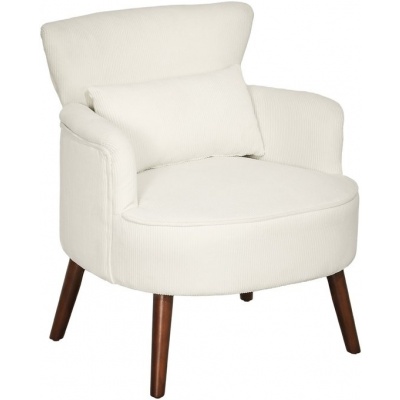 Foto van HOMCOM Fauteuil met rugleuning en afgeronde armleuningen, crèmewit, voor woonkamer en slaapkamer