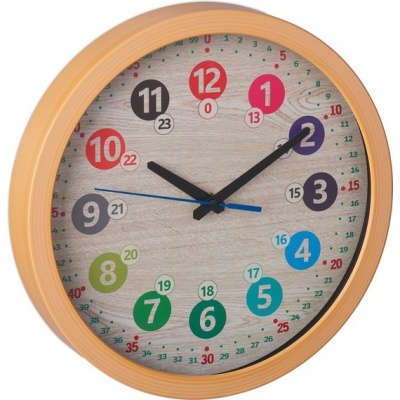 Foto van Kinderklok - Ø 30 cm - Wandklok voor kinderkamer - Met cijfers en kleuren - Leerklok